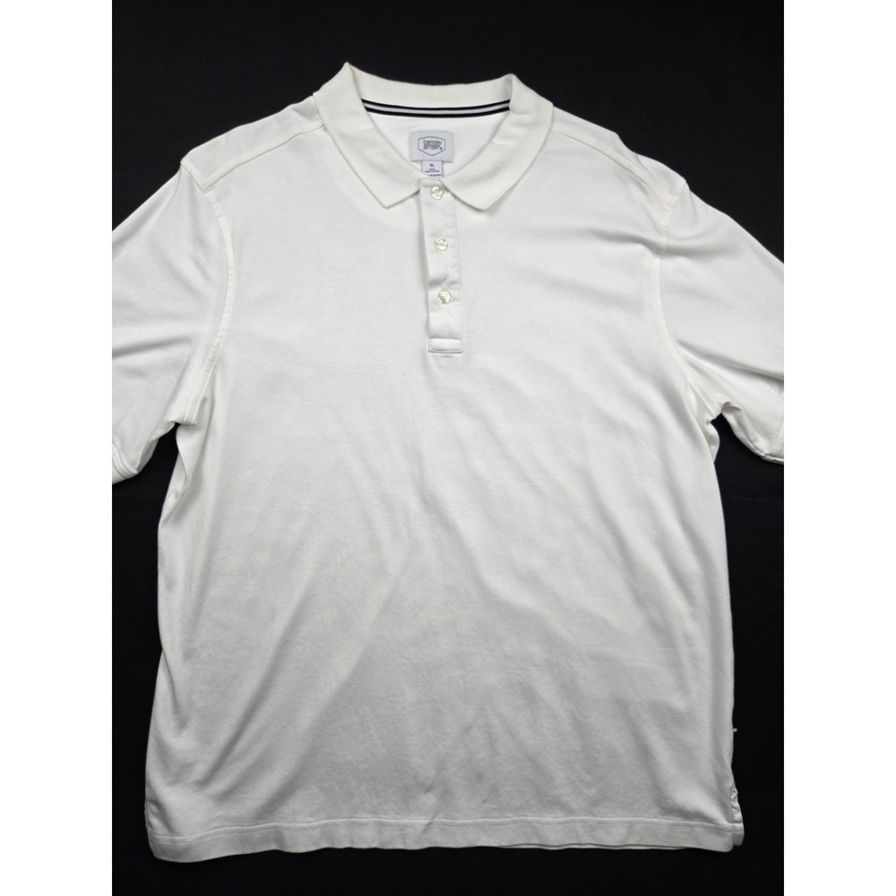 Berkley Jensen Mens XL White 100% Pima Cotton Short Sleeve Polo‎ Shirt